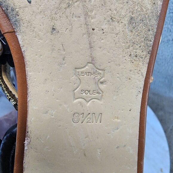 Tory Burch Shoes Womens Size 8 .5 Sinclair Black Leather Sandals *GUC* - Picture 8 of 12